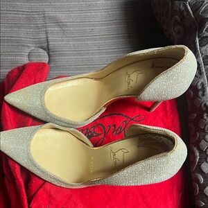 AUTHENTIC Christian Louboutin Shimmering Silver and gold Heels so glamorous